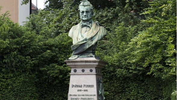 Monument of the first President of the Swiss Confederation Jonas Furrer (1805-1861) in Winterthur